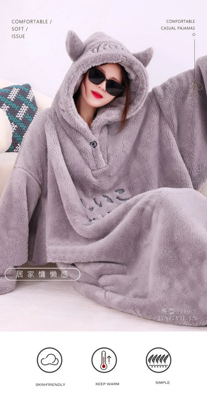 WASART Winter Hooded Fleece Blanket – Ultra Plush Oversized Sweater Blanket with Sleeves, Warm Flannel for Outdoor Use