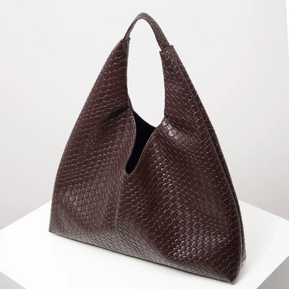 Women's Retro Artificial Leather Woven Shoulder Bag – Large Capacity Tote, Casual Armpit Bag, Daily Work & Shopping Bag (Random Pattern)