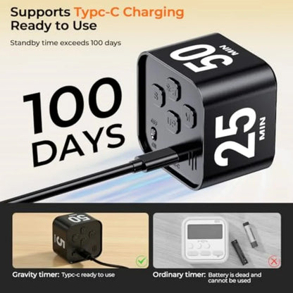 Rotating Pomodoro Timer Cube – Preset Flip Countdown Stopwatch for Study, Work, ADHD Focus, Kitchen & Productivity Tasks