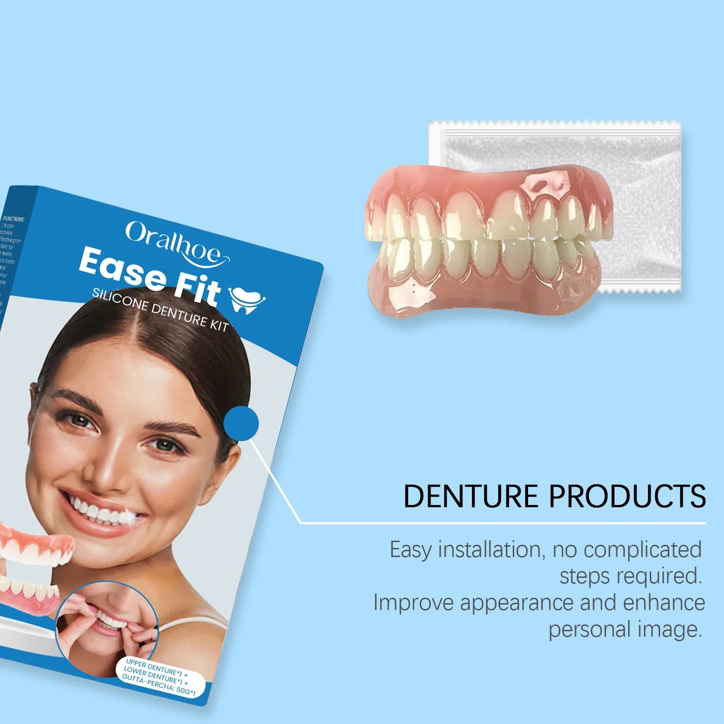 False Teeth Beauty Kit – Smile Veneers, Fake Tooth Denture for Whitening, Oral Care & Cosmetic Braces