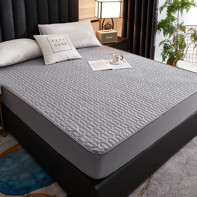 Waterproof Mattress Protector - Soft Breathable Fitted Bed Cover with Washable Printed Bedding Protection