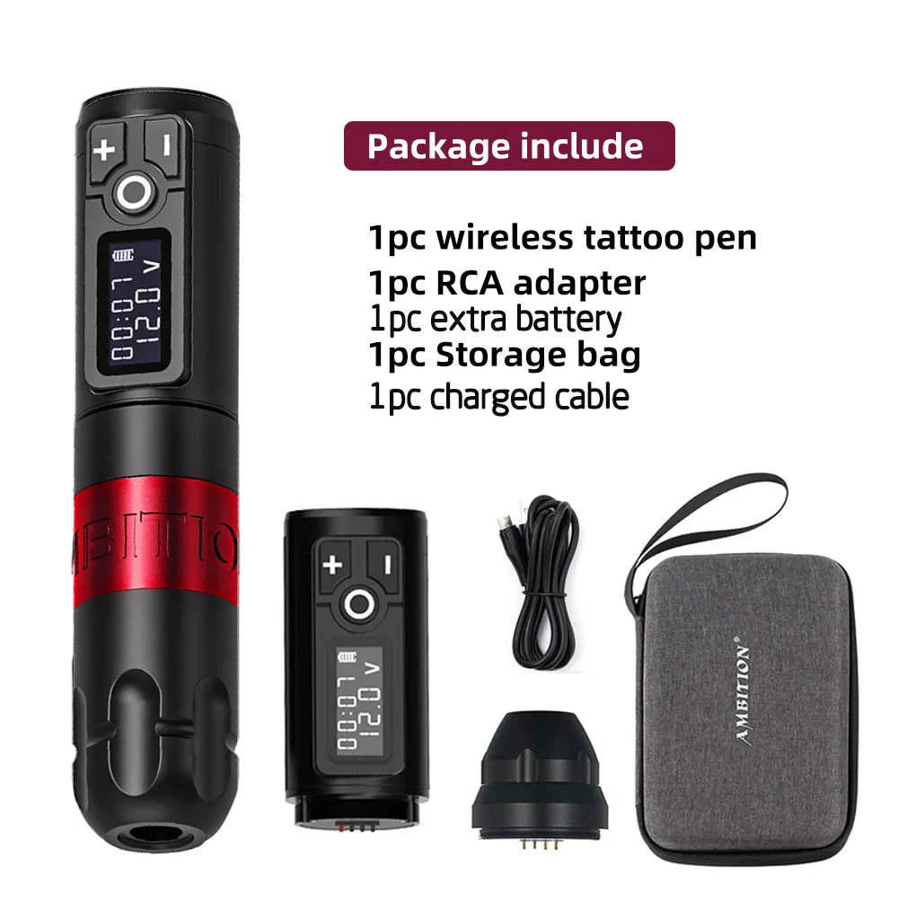 Ambition Soldier Wireless Tattoo Machine — Rotary Battery Pen with 2400mAh & LED Digital Display | Portable Power Pack for Body Art