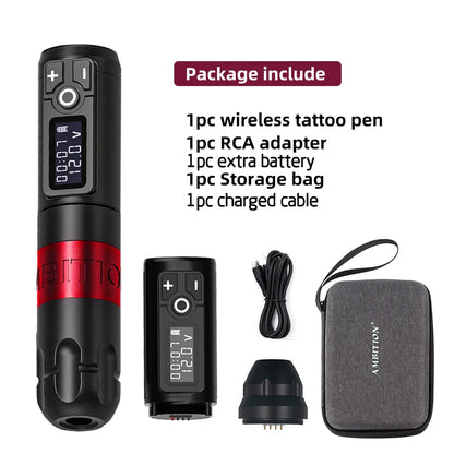 Ambition Soldier Wireless Tattoo Machine — Rotary Battery Pen with 2400mAh & LED Digital Display | Portable Power Pack for Body Art