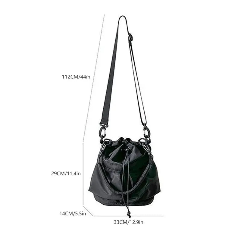 Women’s Large Capacity Nylon Tote Bag - Waterproof Shoulder & Crossbody Handbag with Drawstring Closure