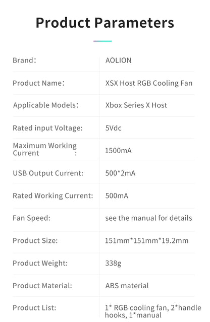 Cooling Fan for Xbox Series X/S – RGB Low-Noise Top Fan with Adjustable Speed System