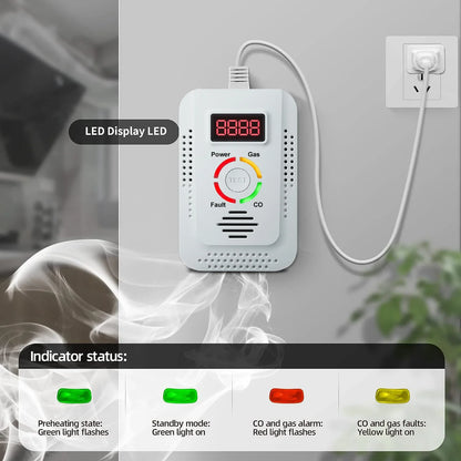 Natural Gas and Carbon Monoxide Detector - Combustible Gas Leak Monitor for CO, LPG, Methane, Kitchen Safety