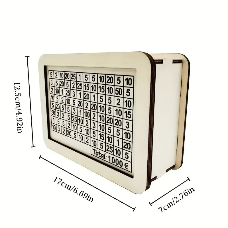 Wooden Piggy Bank – Reusable Money Box with Saving Goal & Number Tracker – Encourages Saving Habit