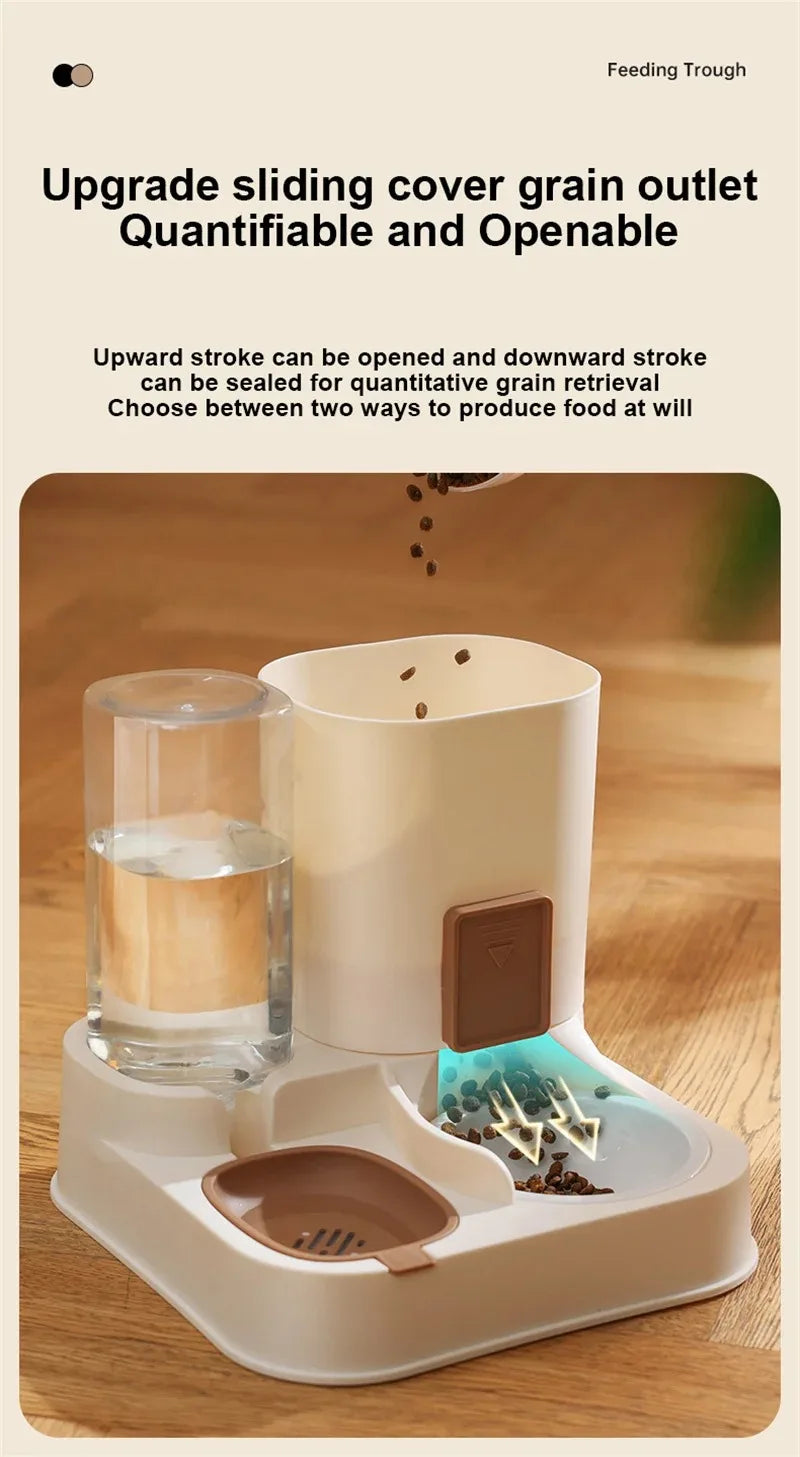 Automatic Cat Feeder & Water Dispenser – Large Capacity Dry & Wet Food Container