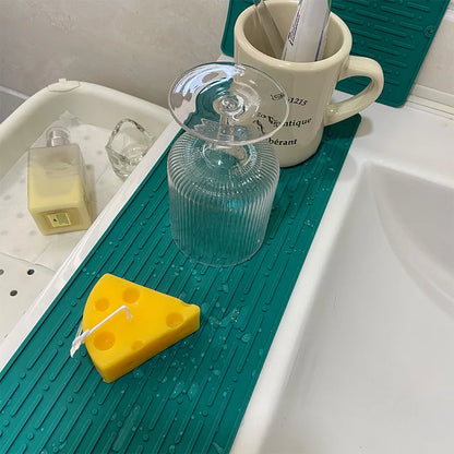 Silicone Dish Drying Mat (41 x 15cm) | Large Countertop, Sink & Dish Draining Mat, Heat-Resistant Trivet