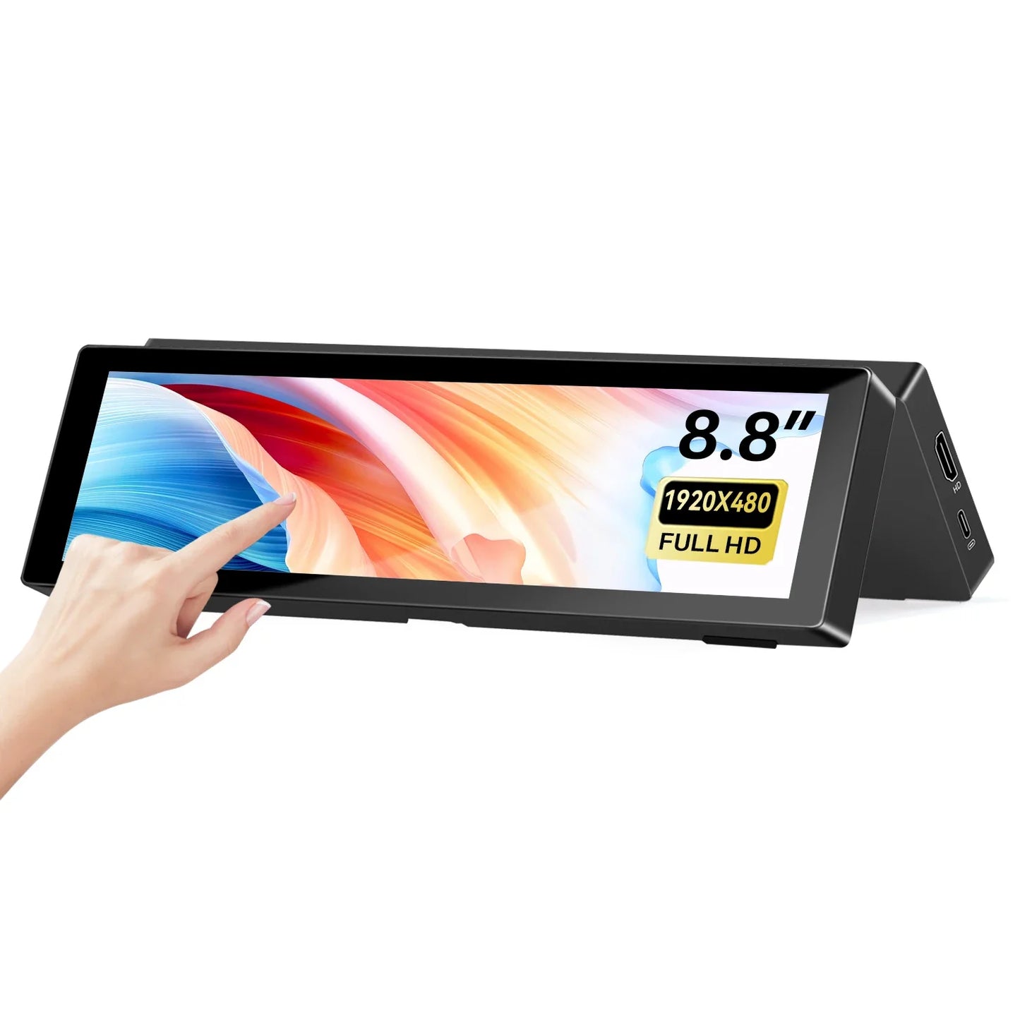 8.8-Inch Secondary LCD Touch Screen - 1920×480 Long Display with Built-In Stand for AIDA64