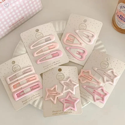 3PCS Candy Color BB Hair Clips – Y2K Star Heart Rectangle Metal Snap Barrettes for Girls & Women Cute Hair Accessories