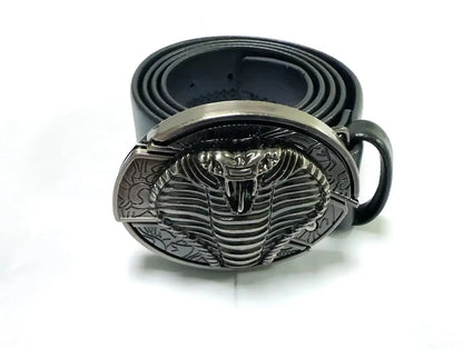 Vintage Adjustable Belt – Metal Buckle Fashion Waistband for Men, Punk Western Cowboy Style with Embossed Design
