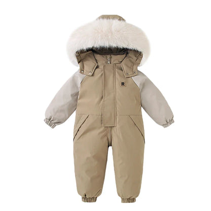 Winter Baby Ski Suit - Warm Waterproof Velvet Jumpsuit for Boys & Girls, 1–5 Years