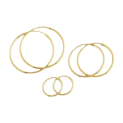 Gold-Plated Large Round Hoop Earrings — Smooth Stainless Steel Circles for Women, Multiple Sizes 12–60mm, Jewelry Gift