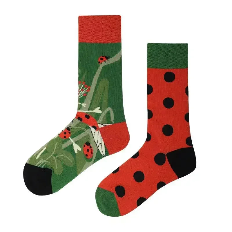 WY_New Asymmetrical Couples Mandarin Ducks Cotton Socks – Fashion Sports Colorful Medium & High Sleeve Unisex Crew Socks, Trendy Couple Gift Socks