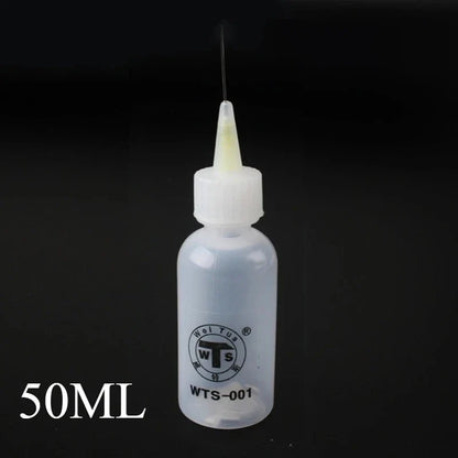 50ml Empty Plastic Precision Needle Bottle – Rosin Flux & 502 Glue Dispenser for Soldering, iPhone Repair & Electronics Tools