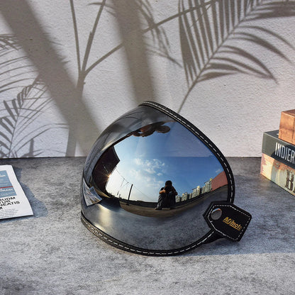 Universal Motorcycle Helmet Sun Visor – Anti-UV Windproof Bubble Lens for Open Face 3/4 Helmets