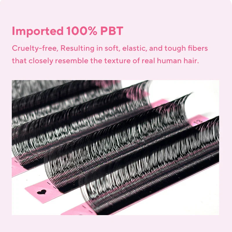 DIYDAY U-Shaped YY Eyelash Extensions – Premium PBT Double Layer Ultra Soft Featherlight Faux Mink False Lashes