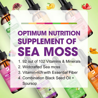 BEWORTHS Sea Moss & Soursop Graviola Extract Drops – Immunity, Kidney Health, Digestion & Antioxidant Support