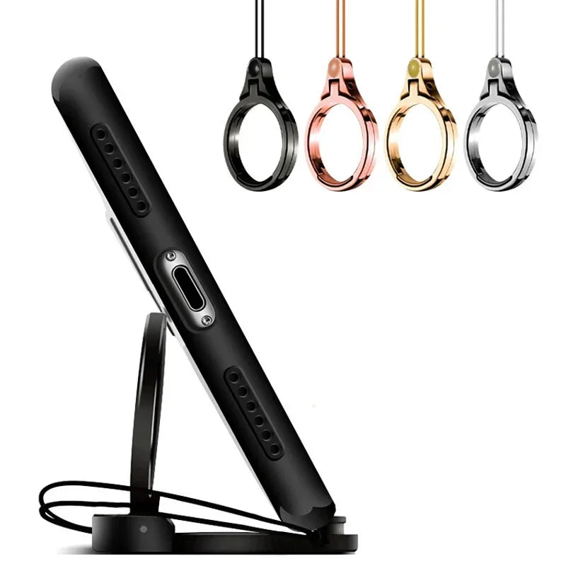 Universal Metal Lanyard for Keys & Phones - iPhone, Samsung, Xiaomi - Keycord Strap with Finger Mobile Holder Stand, Accessories