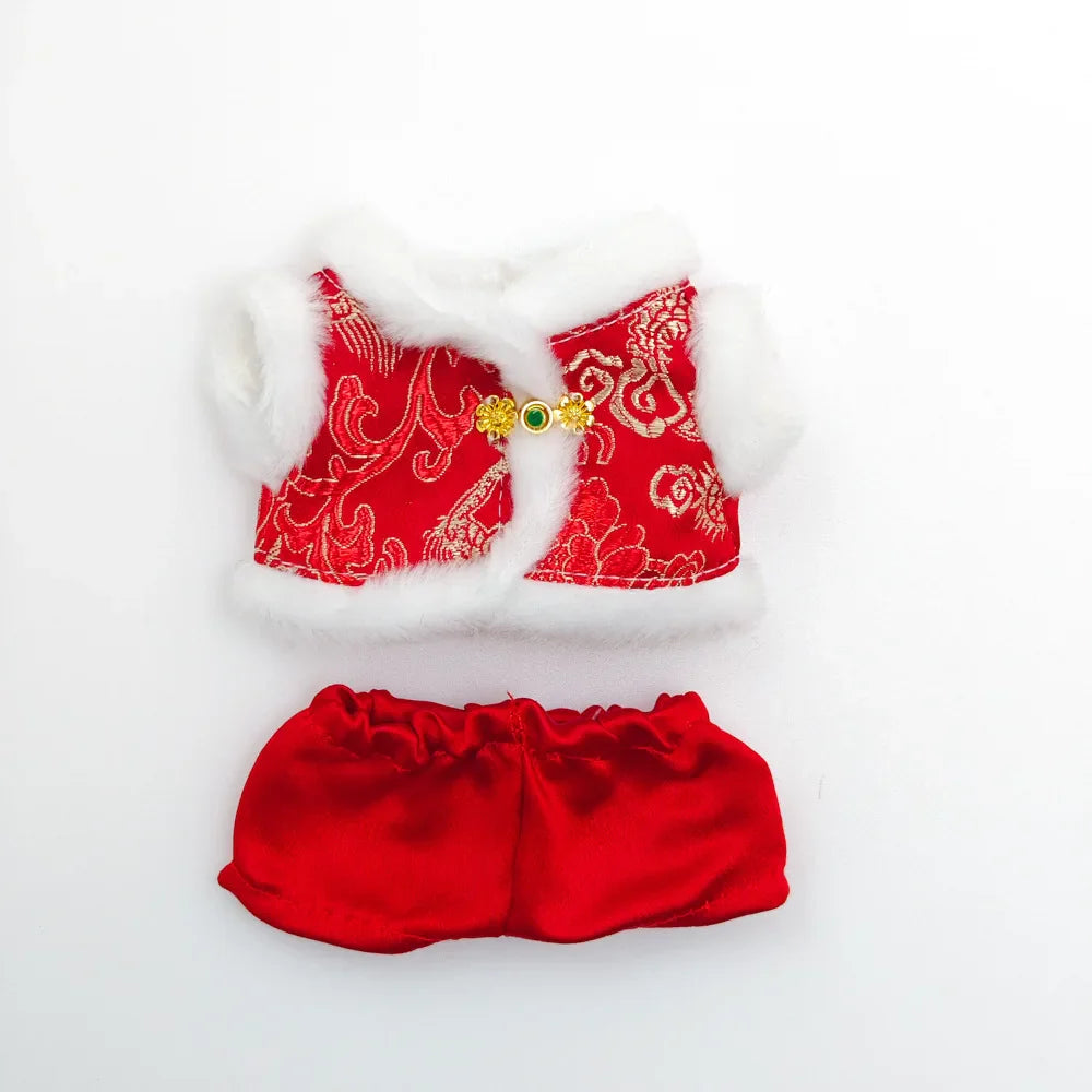 17cm Mini Plush Doll Clothes — Outfit Accessories for Labubu V1 & V2, Christmas Cookie Man Sweater Hat, New Year Gift