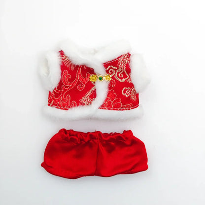 17cm Mini Plush Doll Clothes — Outfit Accessories for Labubu V1 & V2, Christmas Cookie Man Sweater Hat, New Year Gift