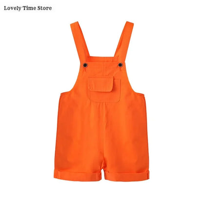Kids Hip Hop Candy Color Overalls – Girls & Boys Suspender Shorts Jumpsuit Romper Streetwear