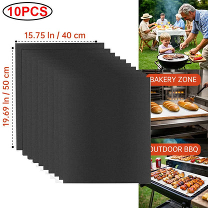 Reusable BBQ Grill & Oven Mat - Non-Stick Heat Resistant Baking Liner for Grilling, Cooking & Oven Protection