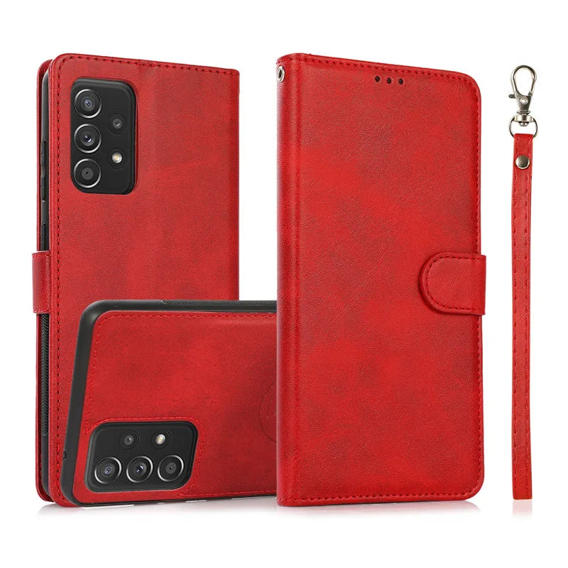 Samsung Galaxy A16–A15–A55–A14–A34–A54–A13–A33–A53–A73–A52–A72–A51 Case - Magnetic Flip Leather Wallet Cover with Card Slots