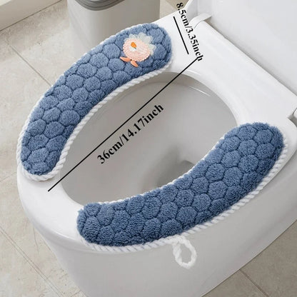 Universal Thickened Toilet Seat Cushion Cover – Soft Warm Anti-Slip Washable Reusable Bathroom Seat Pad for Winter Comfort