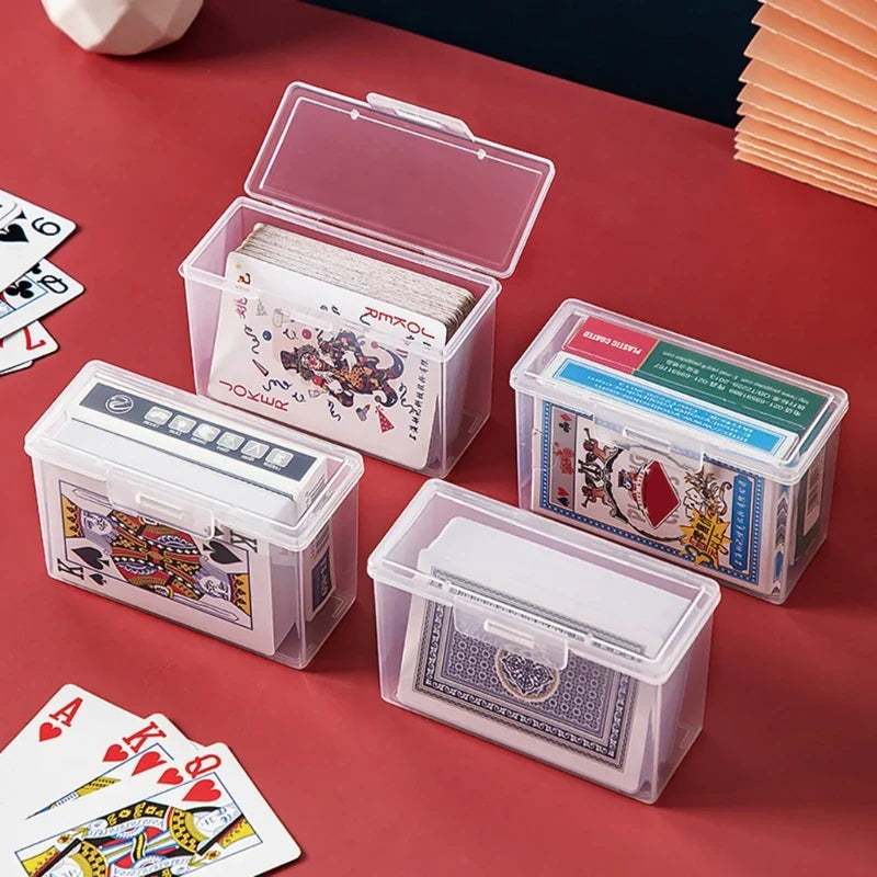Plastic Playing Card Storage Box | Empty Card Case Holder with Snap Closure