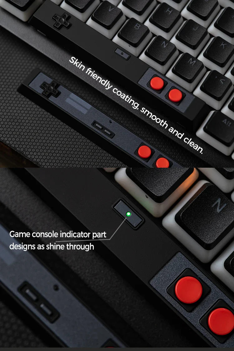 Retro Gamepad Keycap 6.25u Spacebar – Artisan ABS Keycap for MX Switches, Black & White for Mechanical Gaming Keyboards