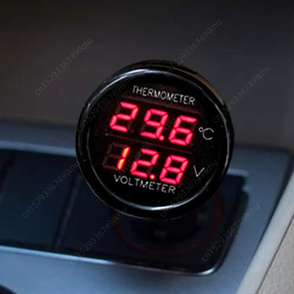 3-in-1 Car Charger & Voltmeter – 12/24V USB Charger with Thermometer, LED Digital Display & Current/Volt Detector
