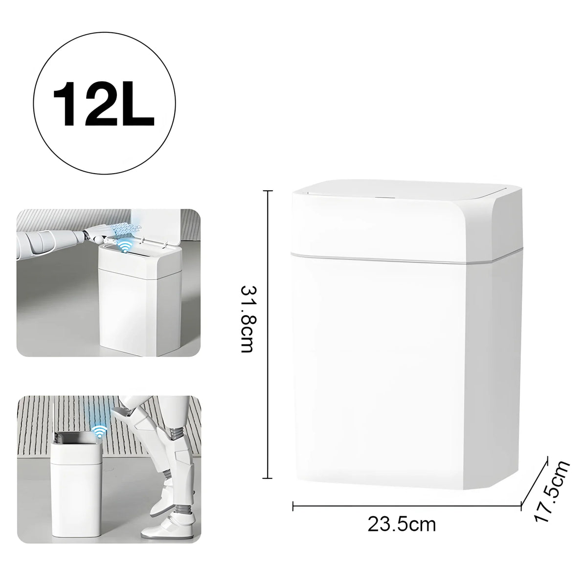 Smart Sensor Trash Can - 12/16L Automatic Anti-Odor Electric Waste Bin for Bathroom & Toilet