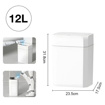 Smart Sensor Trash Can - 12/16L Automatic Anti-Odor Electric Waste Bin for Bathroom & Toilet