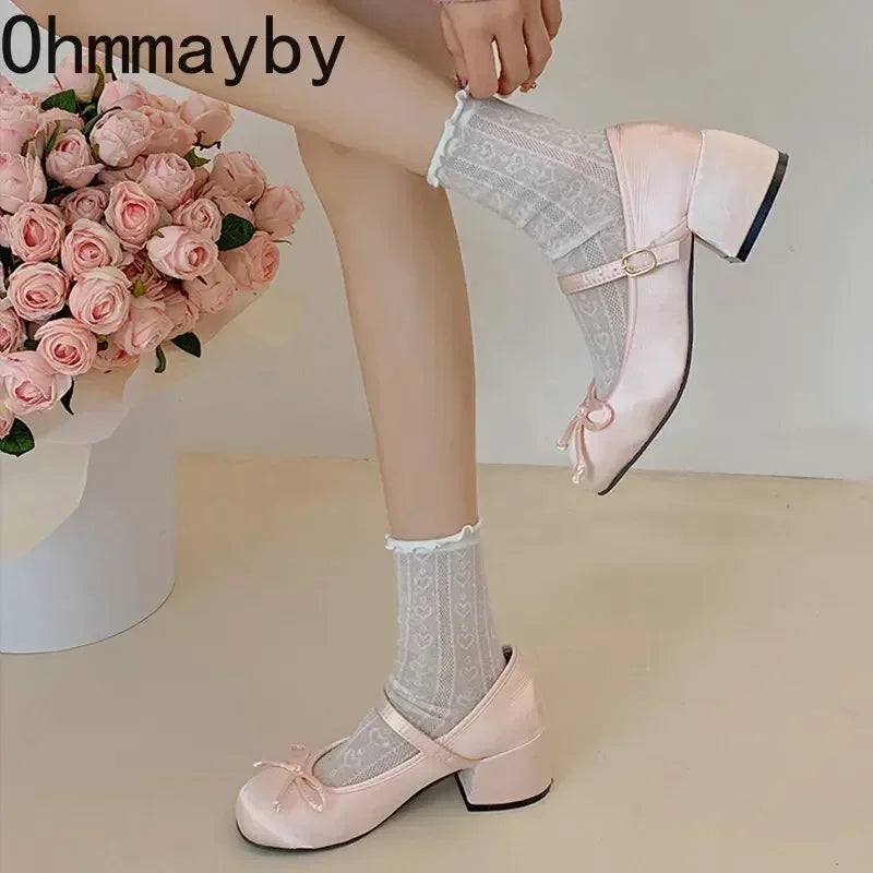 2025 Spring Autumn Mary Jane Shoes — Elegant Mid Heel Round Toe Pumps for Women