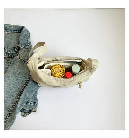 Trendy Women’s Soft Cloth Shoulder Bag | Solid Color Casual Crossbody & Hobo Bag for Students