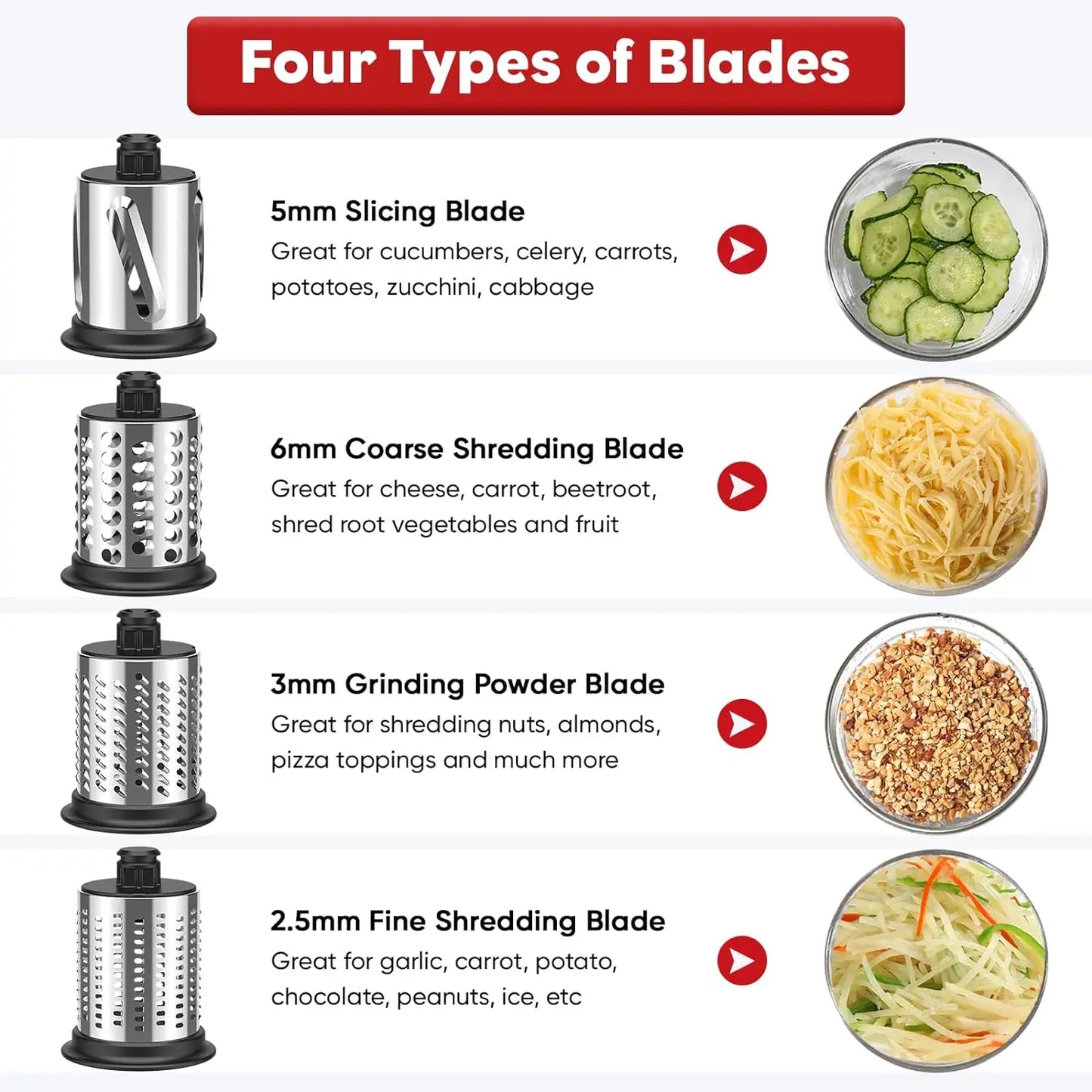 Dishwasher Safe Stainless Steel Slicer & Shredder Attachment for KitchenAid Stand Mixer – Vegetable & Salad Cutter