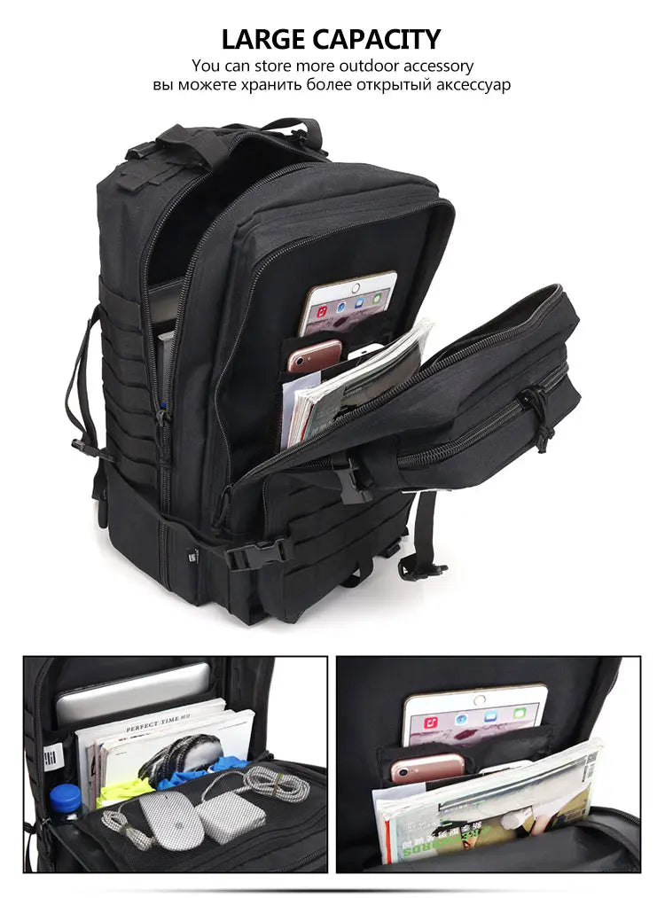 50L Tactical Backpack – Large Capacity Men’s Waterproof Rucksack for Hiking, Camping, Hunting & Outdoor Adventures