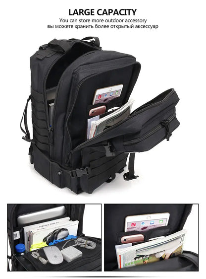 50L Tactical Backpack – Large Capacity Men’s Waterproof Rucksack for Hiking, Camping, Hunting & Outdoor Adventures
