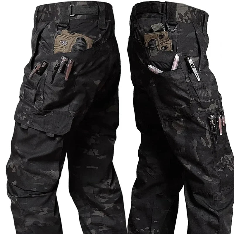 Men’s Tactical Cargo Work Pants - Multi Pocket Waterproof Outdoor Hiking Trousers for Spring Autumn Workwear