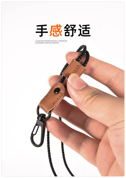 QOONG Handmade Luxury Sheepskin Keychain with Adjustable Neck Strap for Mobile & Keys M11