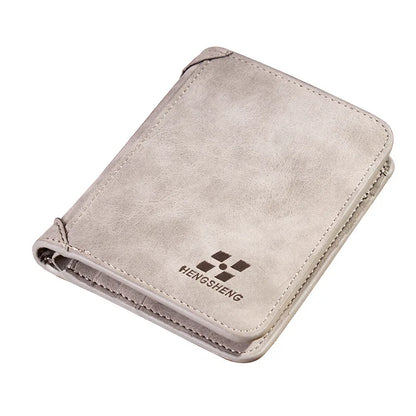 Men's Genuine Leather Slim Bifold Wallet - RFID Blocking Minimalist Card Holder for Men