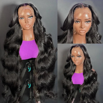 250% High Density Body Wave Lace Frontal Wig – 13x6 HD Transparent Human Hair, 30-40 Inch, Pre-Plucked for Women