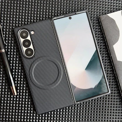 Luxury Carbon Fiber Magnetic Wireless Charging Case for Samsung Galaxy Z Fold 6/5/4/3 – MagSafe Compatible Bumper Cover