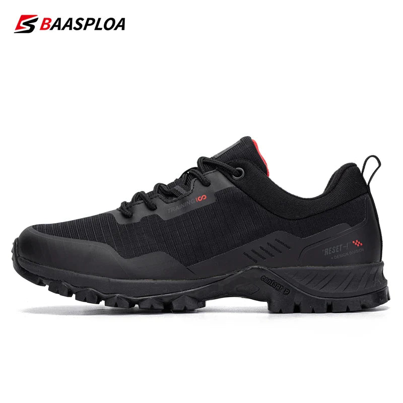 Baasploa Men's Waterproof Hiking Shoes – Anti-Skid, Wear-Resistant Outdoor Sneakers for Travel & Sports