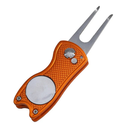 Foldable Golf Divot Repair Tool — Golf Ball Pitch Groove Cleaner & Putting Green Training Aid Accessory