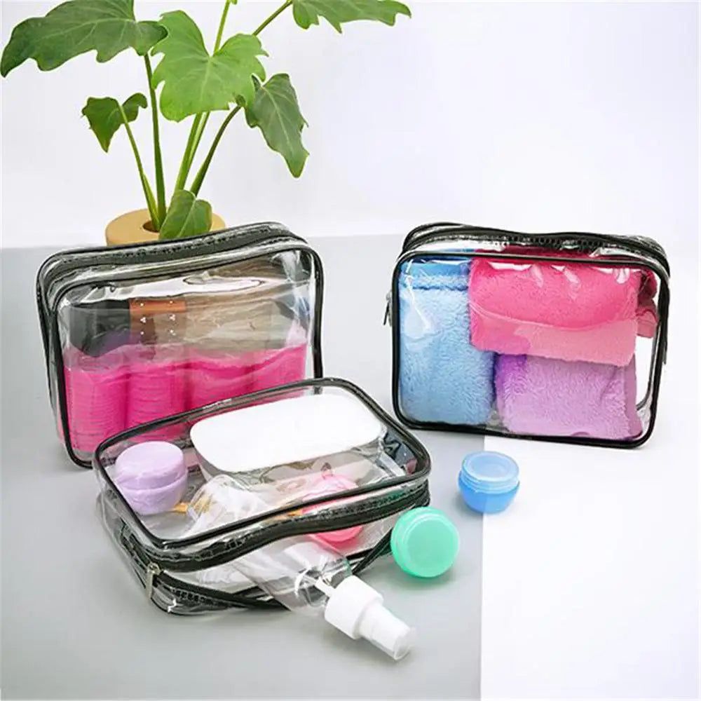 Women's Waterproof Transparent Zipper Cosmetic Bag – Toiletry Storage Pouch & Makeup Case