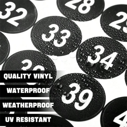1-Inch Waterproof Number Stickers 1-50 – Self-Adhesive Vinyl Consecutive Decals for Crafts, Parties & Organization