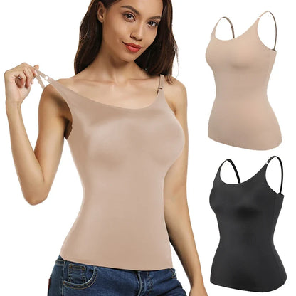 Women’s Seamless Tummy Control Shapewear Cami - Smooth Slimming Compression Tank Top Body Shaper